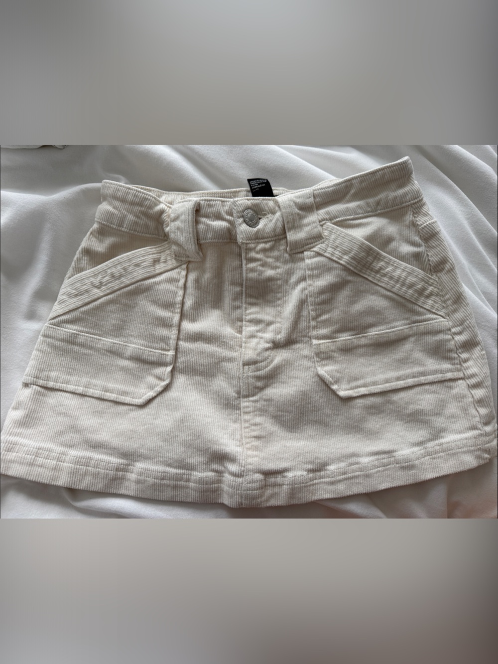 Forever 21 Girls Cream Corduroy Pocket Skirt